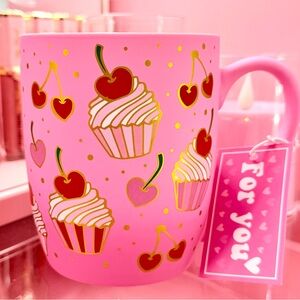 Pink Cupcake & Cherry Ceramic Mug Sweet Dessert Design Coffee Cup